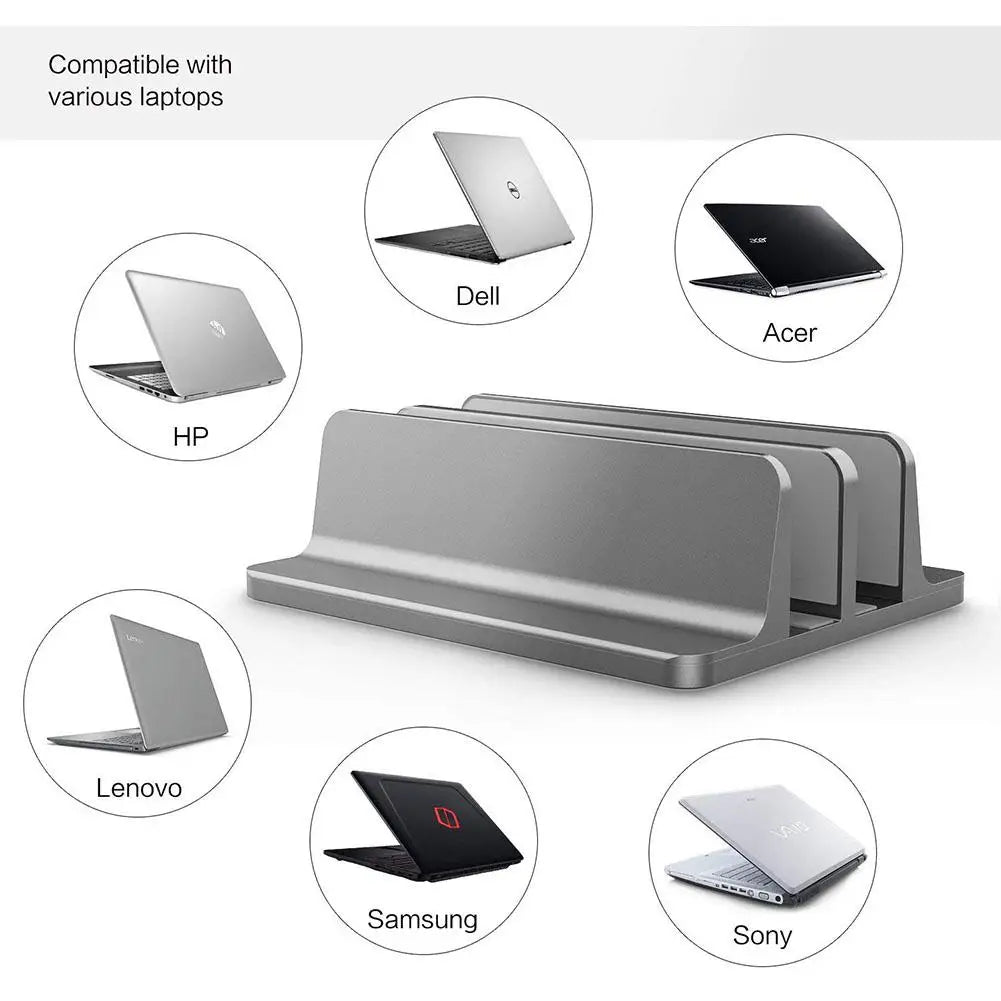 Vertical Laptop Stand for Macbook Air Pro Desktop Double Desktop Stand Holder with Adjustable Dock (Up to 17.3 Inch)
