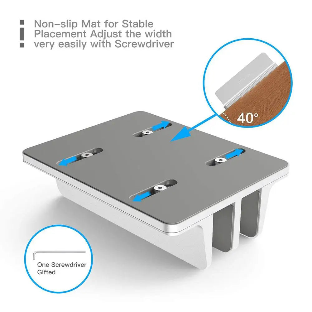 Vertical Laptop Stand for Macbook Air Pro Desktop Double Desktop Stand Holder with Adjustable Dock (Up to 17.3 Inch)