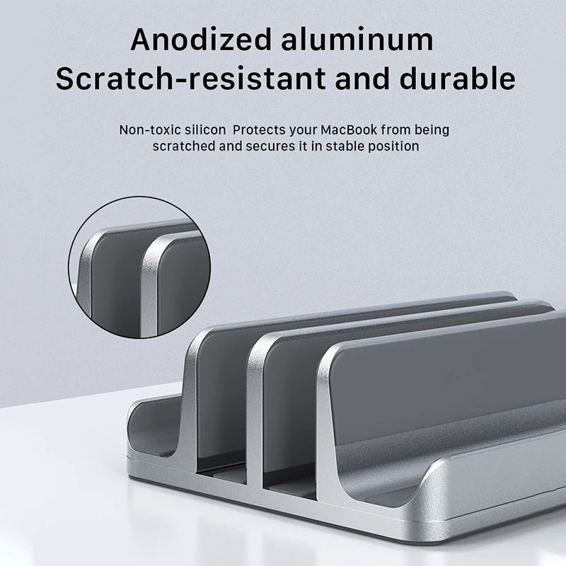CABLETIME Vertical Laptop Stand Aluminum Notebook Stand For MacBook Air Pro iPad HP Dell Phone Dual Laptop Tablet Hold