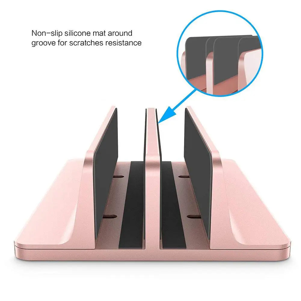 Vertical Laptop Stand for Macbook Air Pro Desktop Double Desktop Stand Holder with Adjustable Dock (Up to 17.3 Inch)