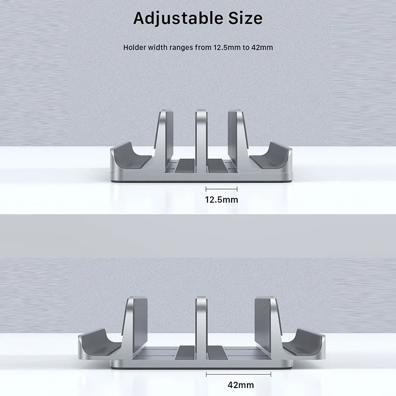 CABLETIME Vertical Laptop Stand Aluminum Notebook Stand For MacBook Air Pro iPad HP Dell Phone Dual Laptop Tablet Hold