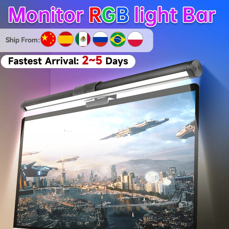 Monitor Light Bar USB Stepless Dimming Screen Hanging Lights RGB Background Lighting Screen Curved Screen for pc Desk Lamp