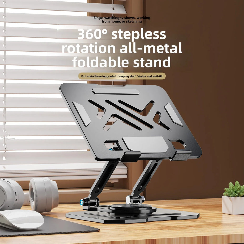 Aluminum Alloy Vertical Laptop Stand, Foldable Desktop Computer Holder for MacBook iPad, 360° Rotatable Gaming Notebook Bracket