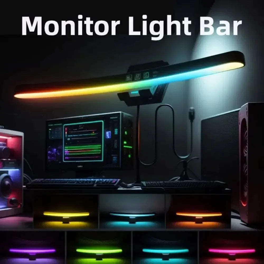 Curved Monitor Light Bar 3 Color Dimming Applicable to All Screens No Screen Glare Eye Caring for Desk/Office/Home/Game