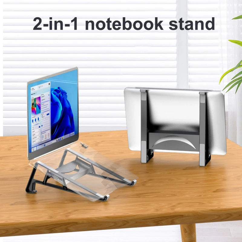 2-in-1 Laptop Vertical Stand Aluminium Alloy Fordable Support Stand Adjustable Tablet Bracket for 11-17.4 Inch PC Stand
