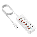 12-Port USB Charger 6 USB-A 6 USB-C Desktop Charging Station Fast Charger Multi Port Power Adapter with 1M Cable for Home Office
