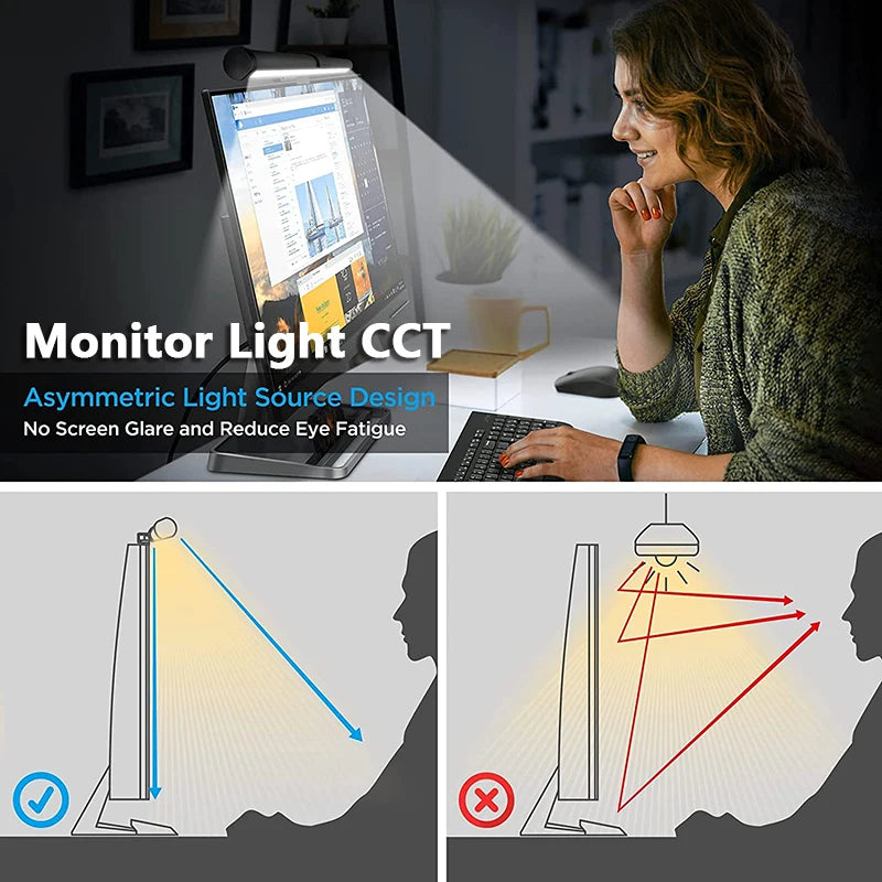 Screen Hanging Light 30CM CCT Touch Dimmable Monitor Notebook Computer LED Monitor Light for Computer Study LED Table Lamp