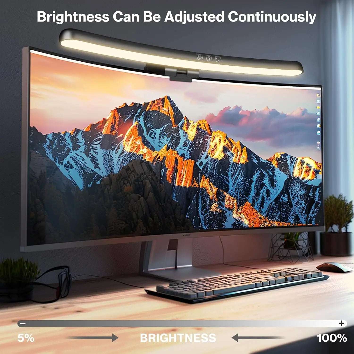 Curved Monitor Light Bar RGB Backlight for Screens, Computer Bar Lights with Color Temperature Brightness Stepless Dimming