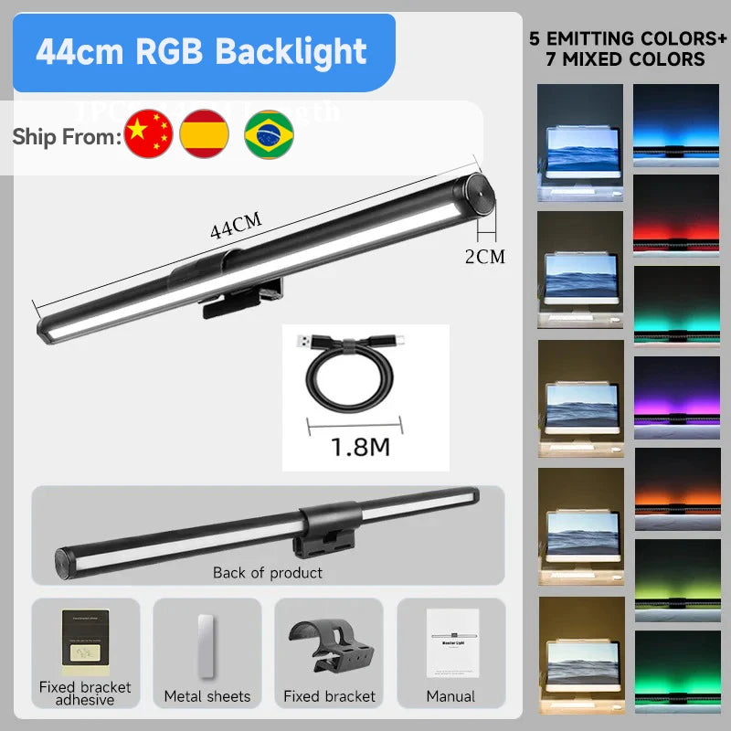 Monitor Light Bar USB Stepless Dimming Screen Hanging Lights RGB Background Lighting Screen Curved Screen for pc Desk Lamp