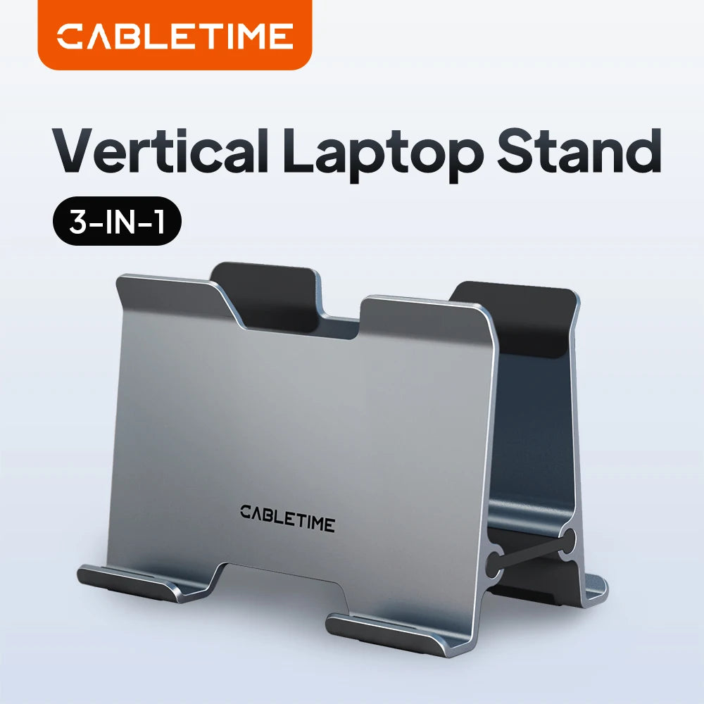 CABLETIME Vertical Laptop Stand Aluminum Alloy Desktop Gravity Holder Notebook Support For MacBook Pro Surface HP Dell Holder