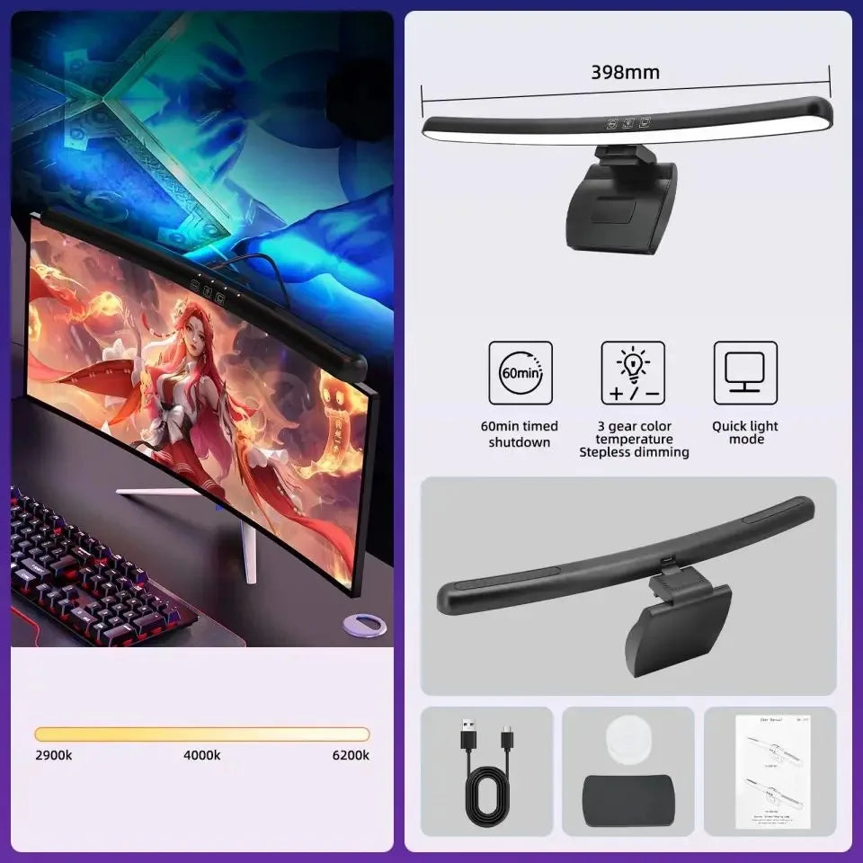 Monitor Light Bar Straight/Curved with RGB Backlight Computer Screen Lamp Eye Caring Touch Atmosphere Lights For Gaming Room