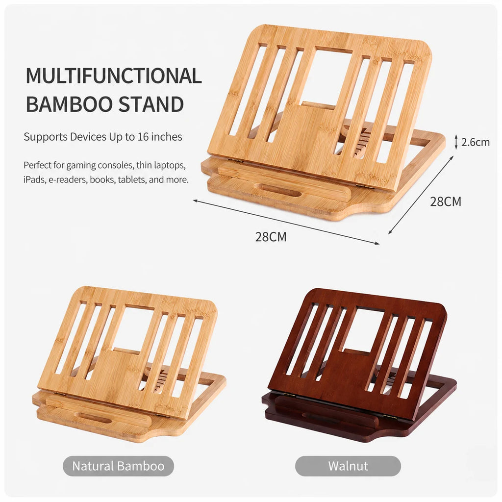 Portable Foldable Wooden Vertical Laptop Stand for Desk Bamboo Laptop Stand Compatible Ergonomic 12° Adjustable Angle Accessory