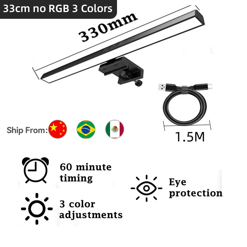 Monitor Light Bar USB Stepless Dimming Screen Hanging Lights RGB Background Lighting Screen Curved Screen for pc Desk Lamp
