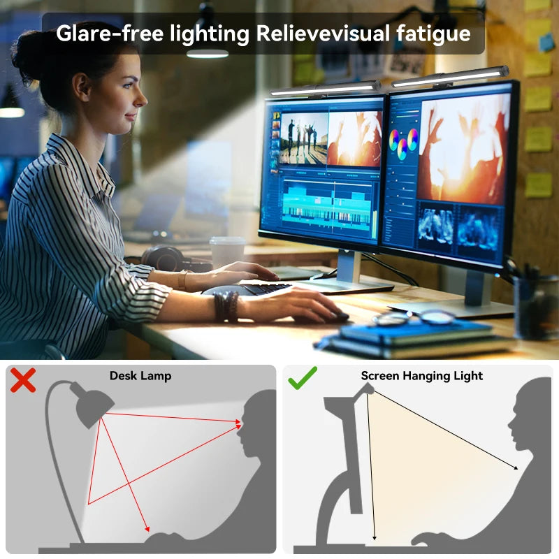 Monitor Light Bar USB Stepless Dimming Screen Hanging Lights RGB Background Lighting Screen Curved Screen for pc Desk Lamp