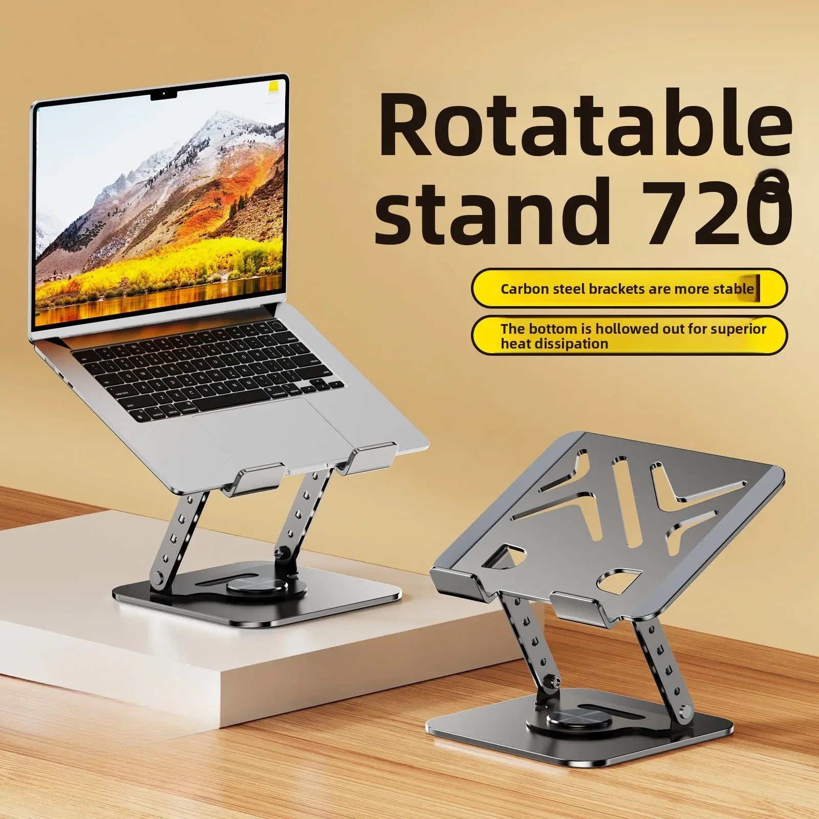 Aluminum Alloy Vertical Laptop Stand, Foldable Desktop Computer Holder for MacBook iPad, 360° Rotatable Gaming Notebook Bracket