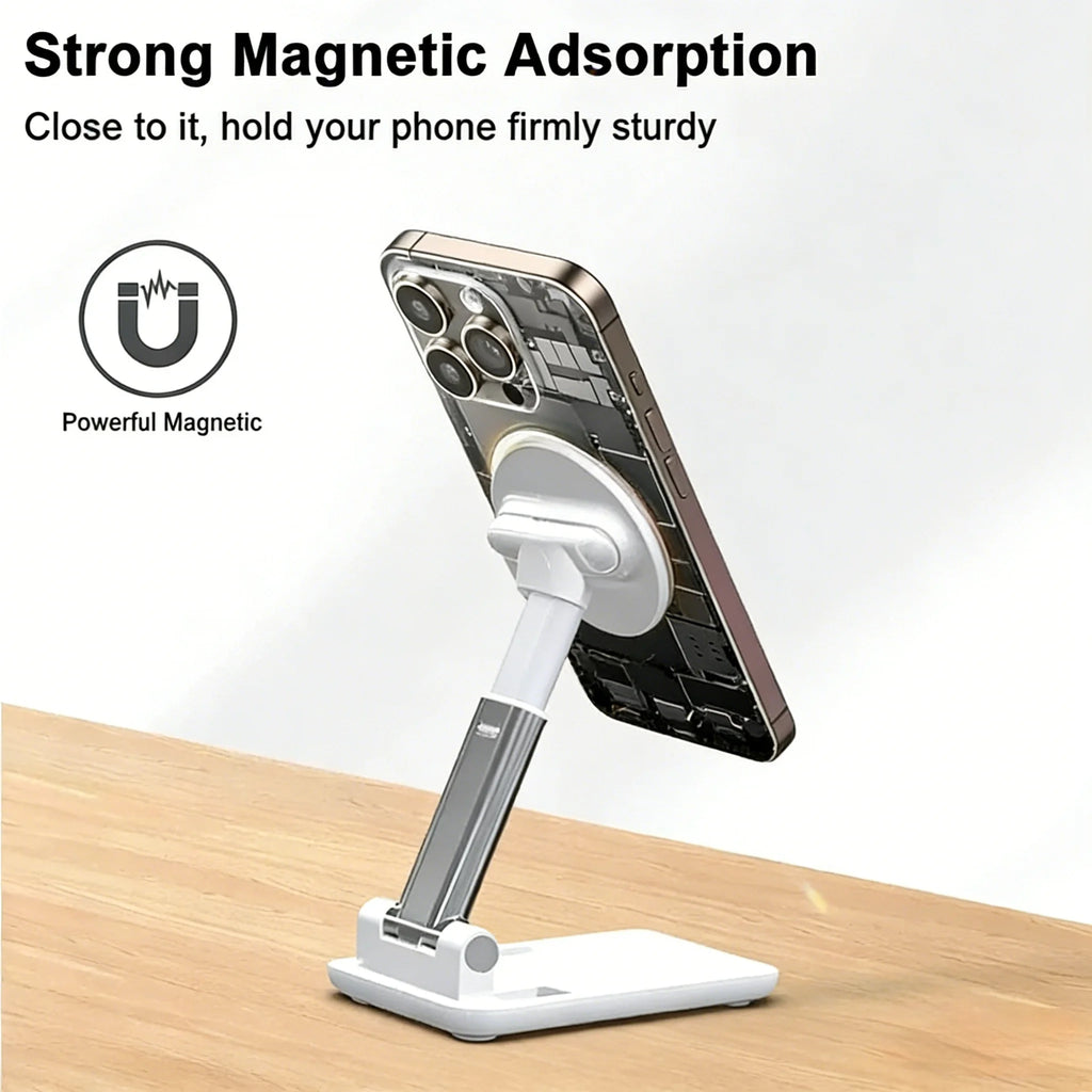 Desktop Magnetic Phone Holder Compatible with Magsafe Foldable Metal Portable Stand for Live Stream Photography iPhone Tablet