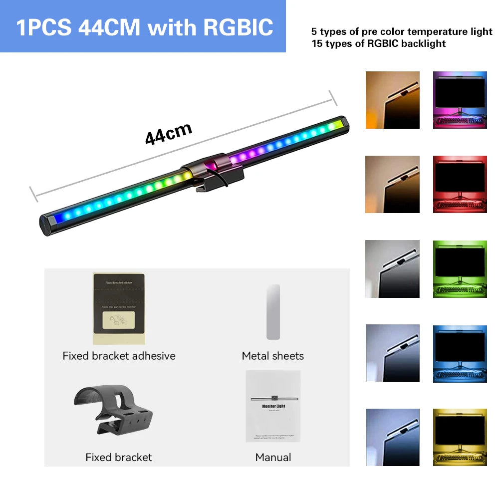 LED Monitor Screen Light Computer Monitor Light Bar with Remote Control Eye-Care Table Lamp Dimmable Screen Ambient Light Bar
