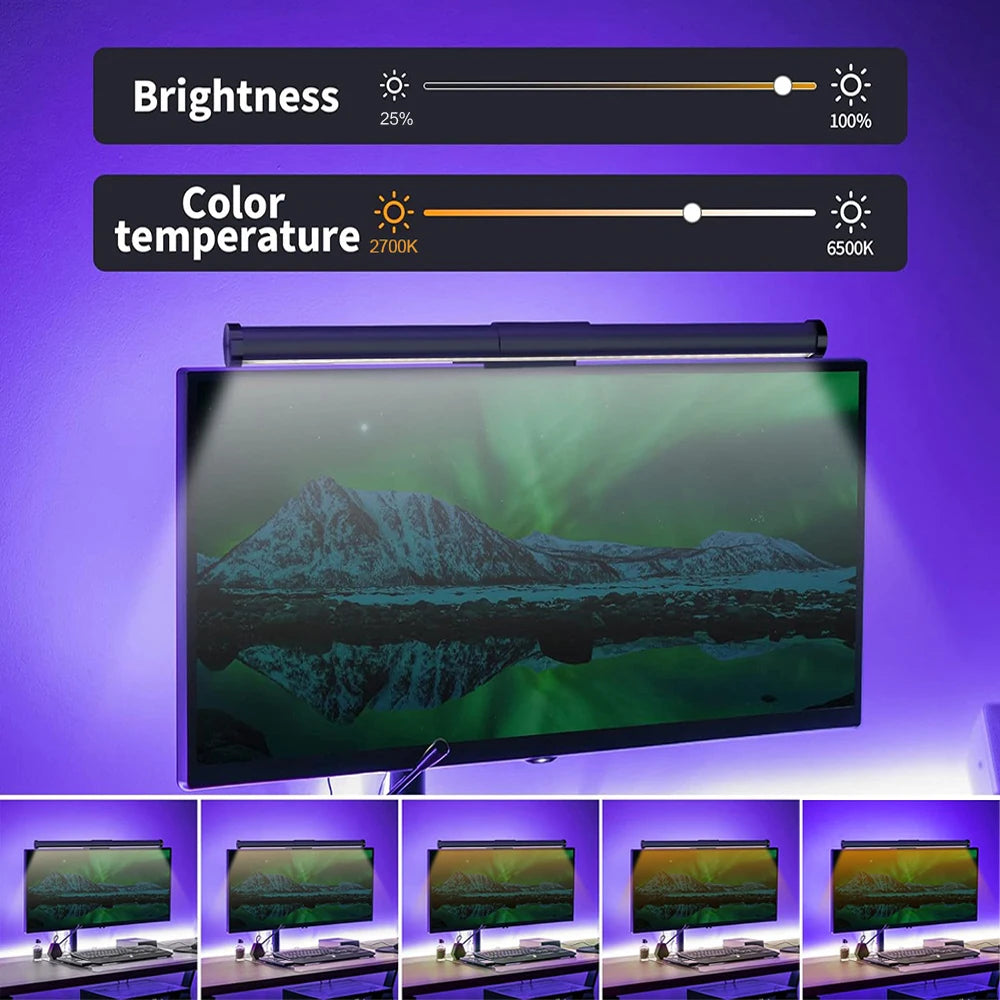 LED Monitor Screen Light Computer Monitor Light Bar with Remote Control Eye-Care Table Lamp Dimmable Screen Ambient Light Bar
