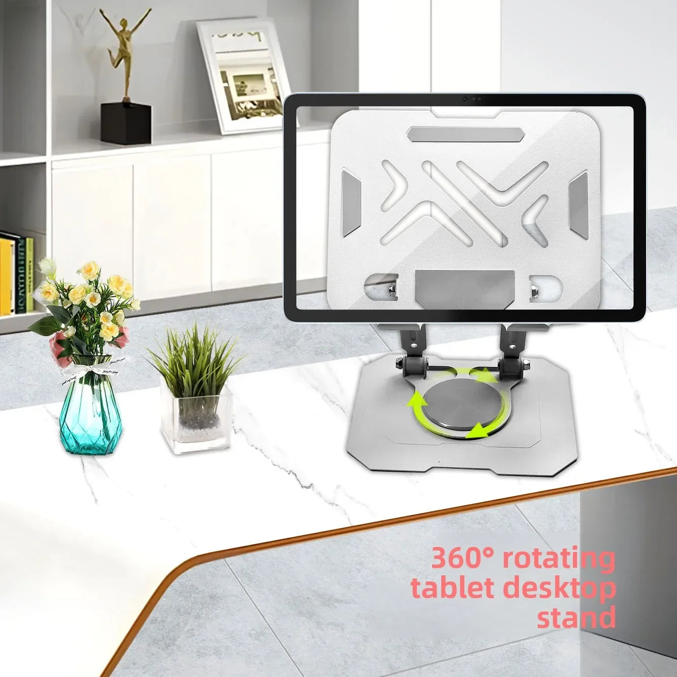 Aluminum Alloy Vertical Laptop Stand, Foldable Desktop Computer Holder for MacBook iPad, 360° Rotatable Gaming Notebook Bracket