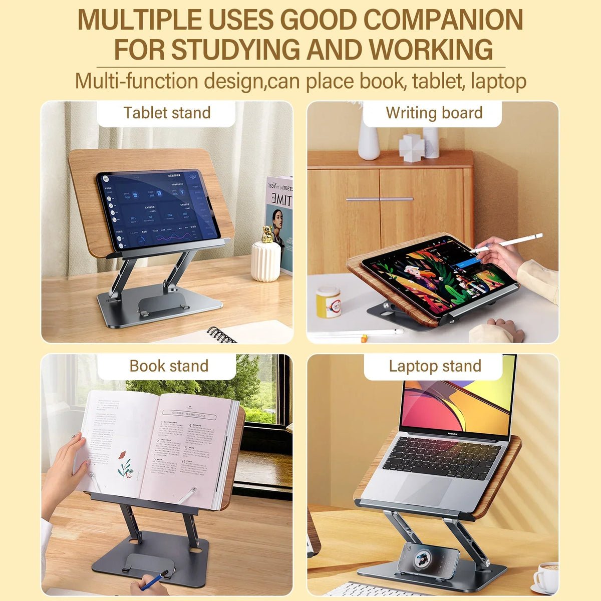 Oatsbasf Vertical Laptop Stand Adjustable Reading Book Stand Holder Foldable Notebook Stand Laptop Support MacBook Tablet Mount