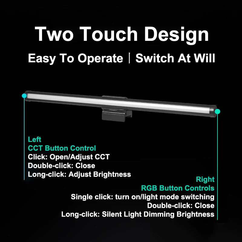 Monitor Light Bar LED Computer Screen Hanging Lights RGB Atmosphere Table Lamp for Work Study Read Gaming Stepless Dimmable