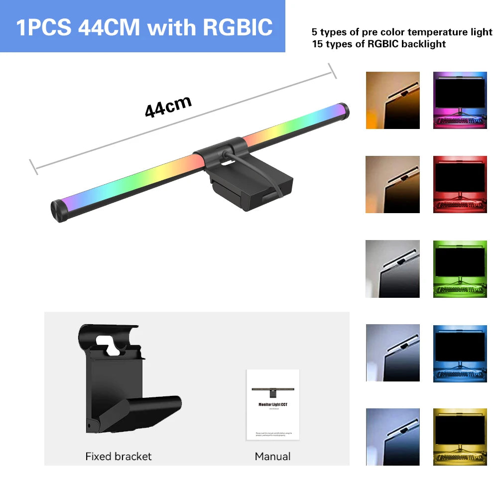 LED Monitor Screen Light Computer Monitor Light Bar with Remote Control Eye-Care Table Lamp Dimmable Screen Ambient Light Bar