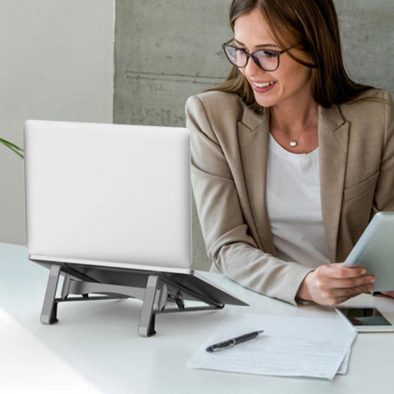 2-in-1 Laptop Vertical Stand Aluminium Alloy Fordable Support Stand Adjustable Tablet Bracket for 11-17.4 Inch PC Stand