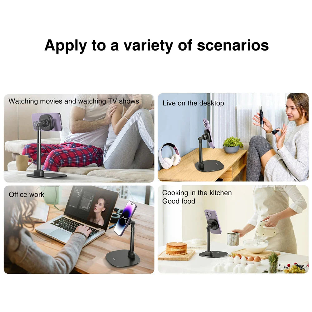 VRIG Desktop Wireless Charging Magnetic Phone Stand for Magsafe Phone Holder for Iphone 15 14 13 12 Serie Android Phone Mount