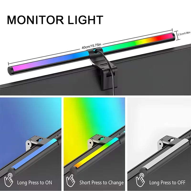 Monitor Light Bar RGB Lightbar Atmosphere USB LED Screen Hanging Setup Dimming For Game Room Desk Lamp Night Light Accessories