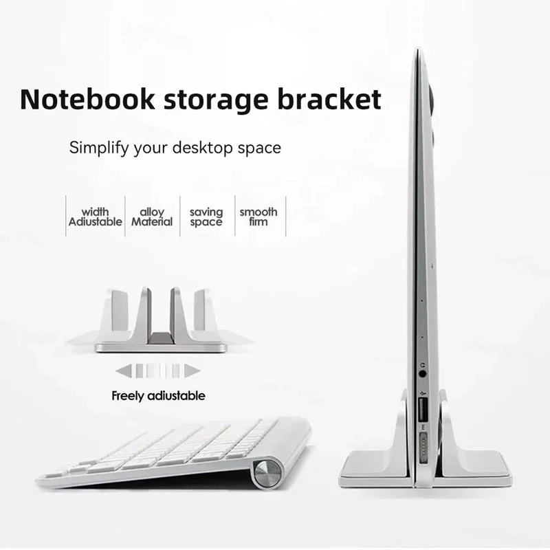 Vertical Foldable Aluminum Laptop Stand Holder, Notebook & Tablet Support for 13‑17 Inch Macbook Air Pro PC, Space‑Saving Deskto