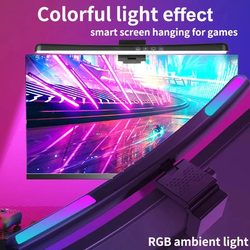 Computer Monitor Light Bar RGB Music Rhythm Screen Hanging Lights Dimming Desk Lamp Reading Gaming Table Lighting