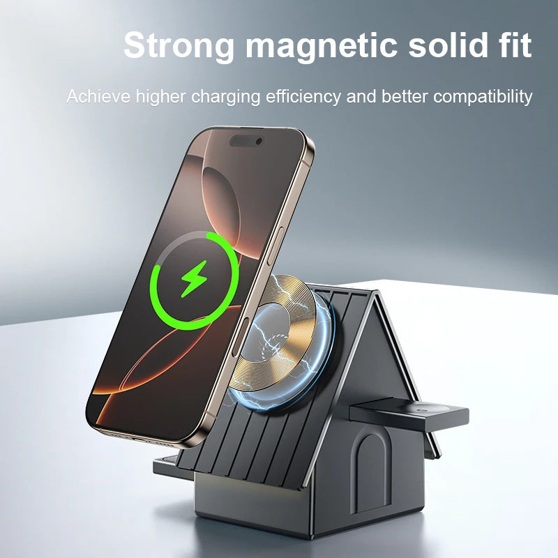 3-in-1 Wireless Magsafe Charger | Touch-sensitive Auto-retractable Base, Fast Charging, Warm White Ambient Light