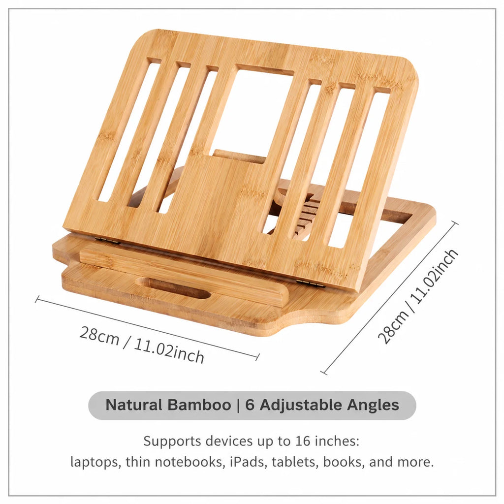 Portable Foldable Wooden Vertical Laptop Stand for Desk Bamboo Laptop Stand Compatible Ergonomic 12° Adjustable Angle Accessory