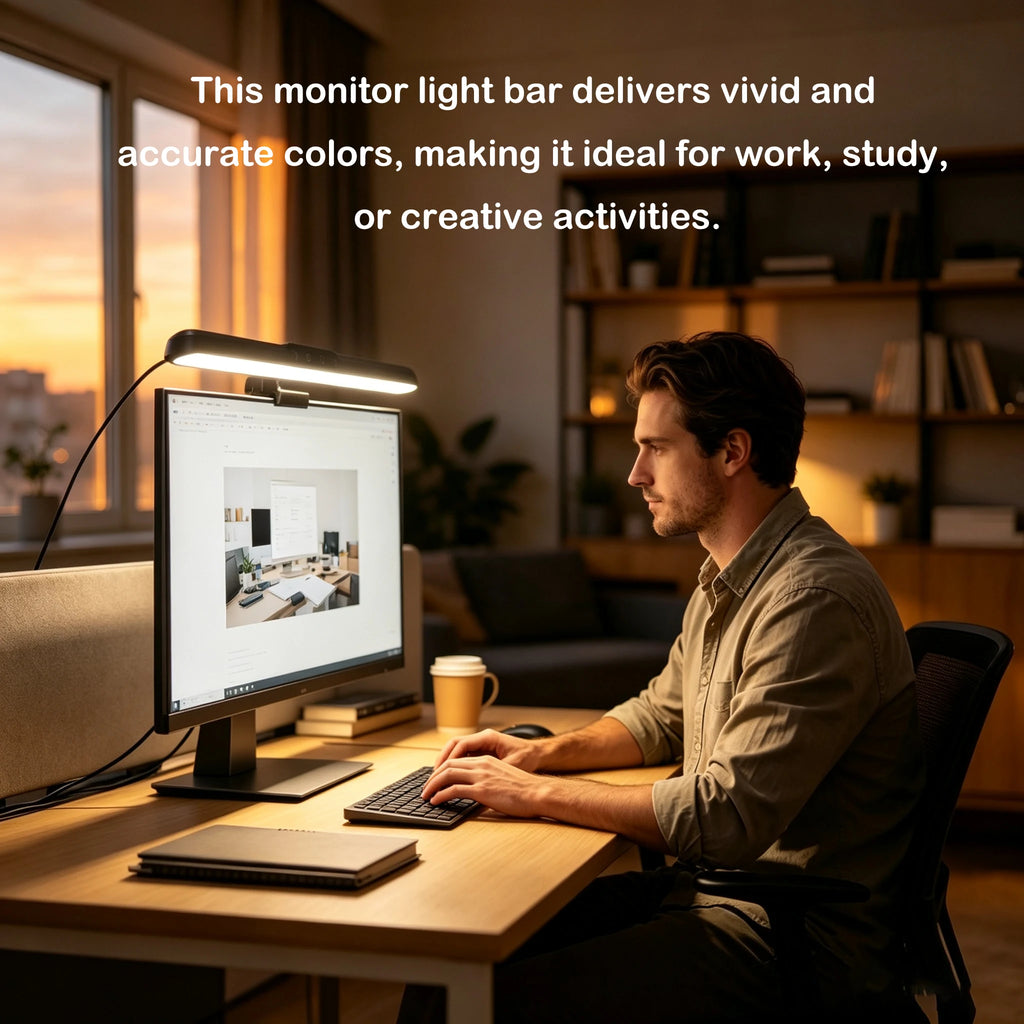 USB Monitor Light Bar 15.3 Inch Clip‑on Computer Screen Lamp Touch Control Dimmable 3 Color for PC Monitor Notebook Office Study