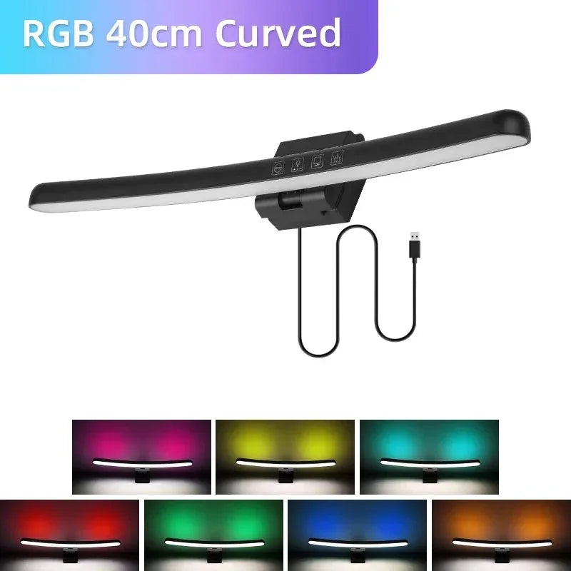 Curved Monitor Light Bar RGB Backlight for Screens, Computer Bar Lights with Color Temperature Brightness Stepless Dimming