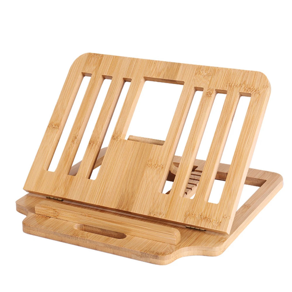 Portable Foldable Wooden Vertical Laptop Stand for Desk Bamboo Laptop Stand Compatible Ergonomic 12° Adjustable Angle Accessory