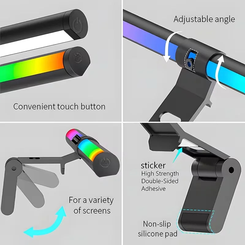 Monitor Light Bar RGB Lightbar Atmosphere USB LED Screen Hanging Setup Dimming For Game Room Desk Lamp Night Light Accessories