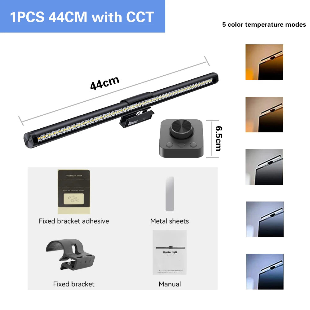 LED Monitor Screen Light Computer Monitor Light Bar with Remote Control Eye-Care Table Lamp Dimmable Screen Ambient Light Bar