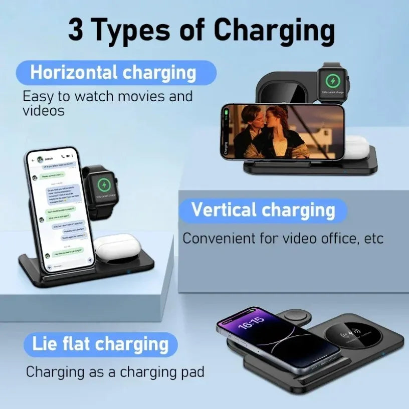 3 in 1 Wireless Charging Station for Magsafe Charger Stand Fast Magnetic Wireless Charger Station for iPhone 17 Air 16 15 14 13