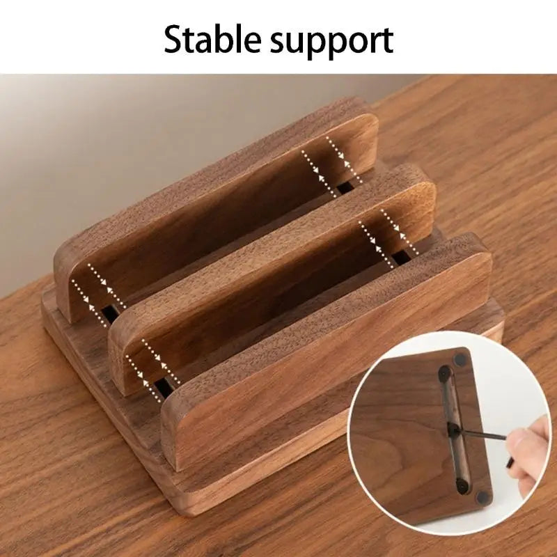 Wooden Pattern Laptop Stand Vertical Holder With AntiSlip Base for Desktop Organization And Space Saving F19E