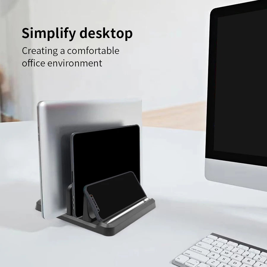 Vertical Laptop Stand Plastic Portable Tablet/ Macbook/Phone Holder Adjustable Desktop Notebook Dock Space Save Tablet Accessory