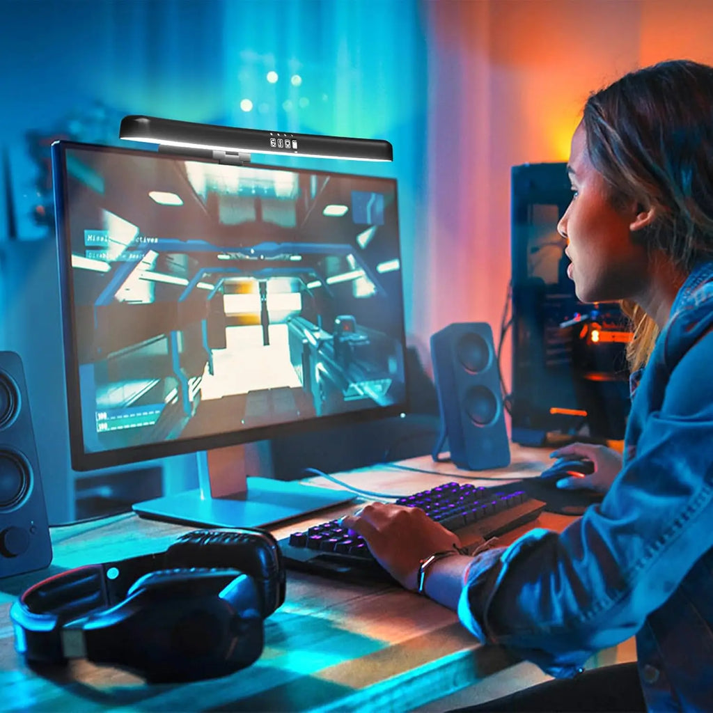 Curved Monitor Light Bar RGB Backlight for Screens, Computer Bar Lights with Color Temperature Brightness Stepless Dimming