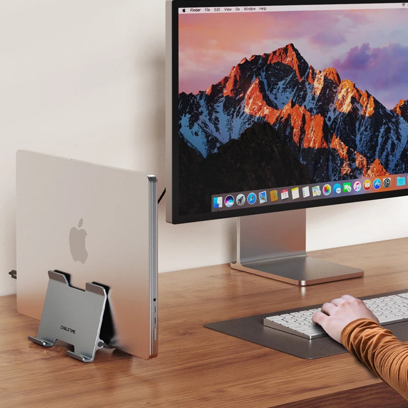 CABLETIME Vertical Laptop Stand Aluminum Alloy Desktop Gravity Holder Notebook Support For MacBook Pro Surface HP Dell Holder