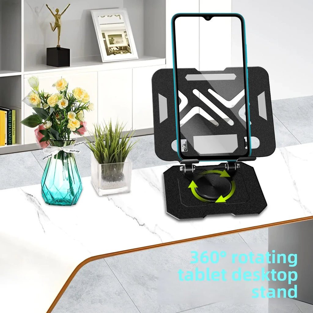 Aluminum Alloy Vertical Laptop Stand, Foldable Desktop Computer Holder for MacBook iPad, 360° Rotatable Gaming Notebook Bracket