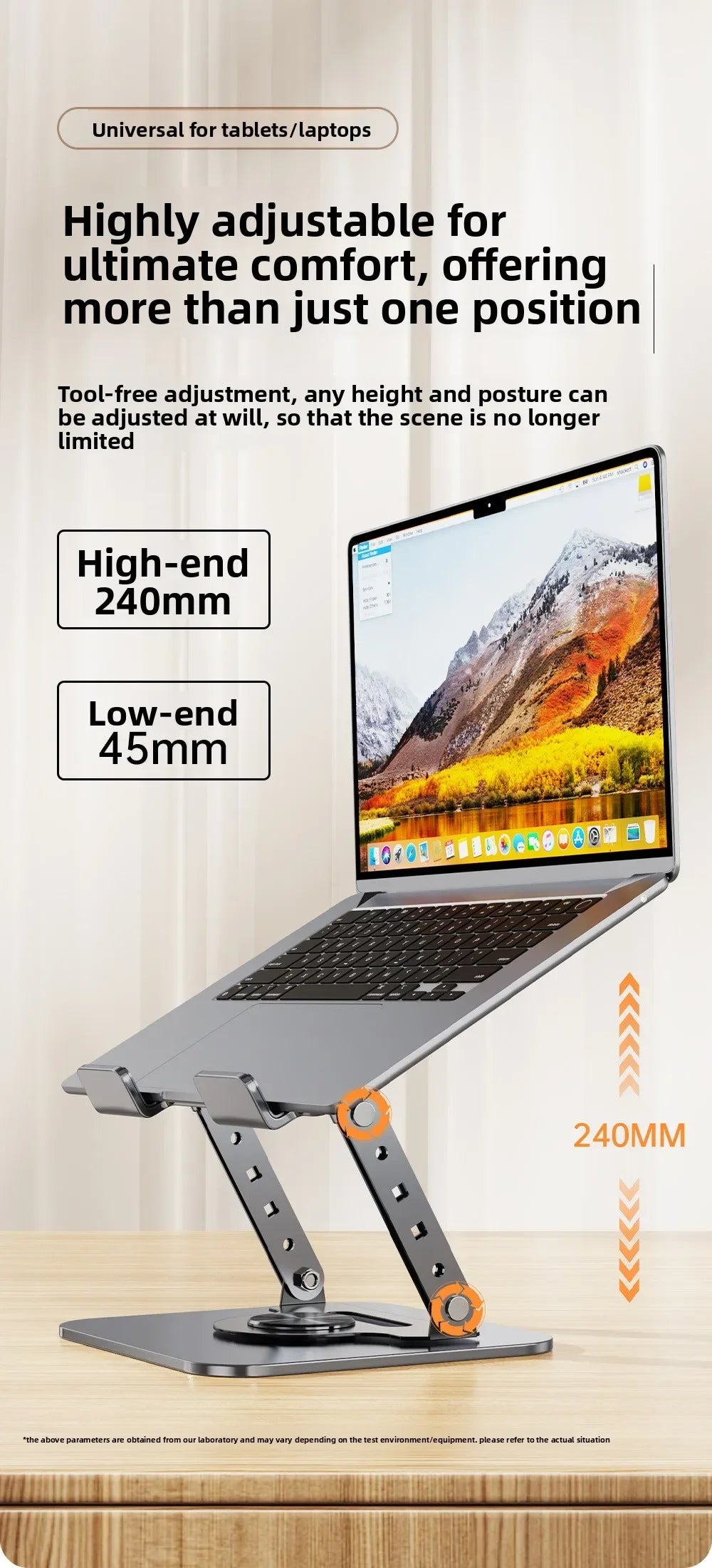 Aluminum Alloy Vertical Laptop Stand, Foldable Desktop Computer Holder for MacBook iPad, 360° Rotatable Gaming Notebook Bracket